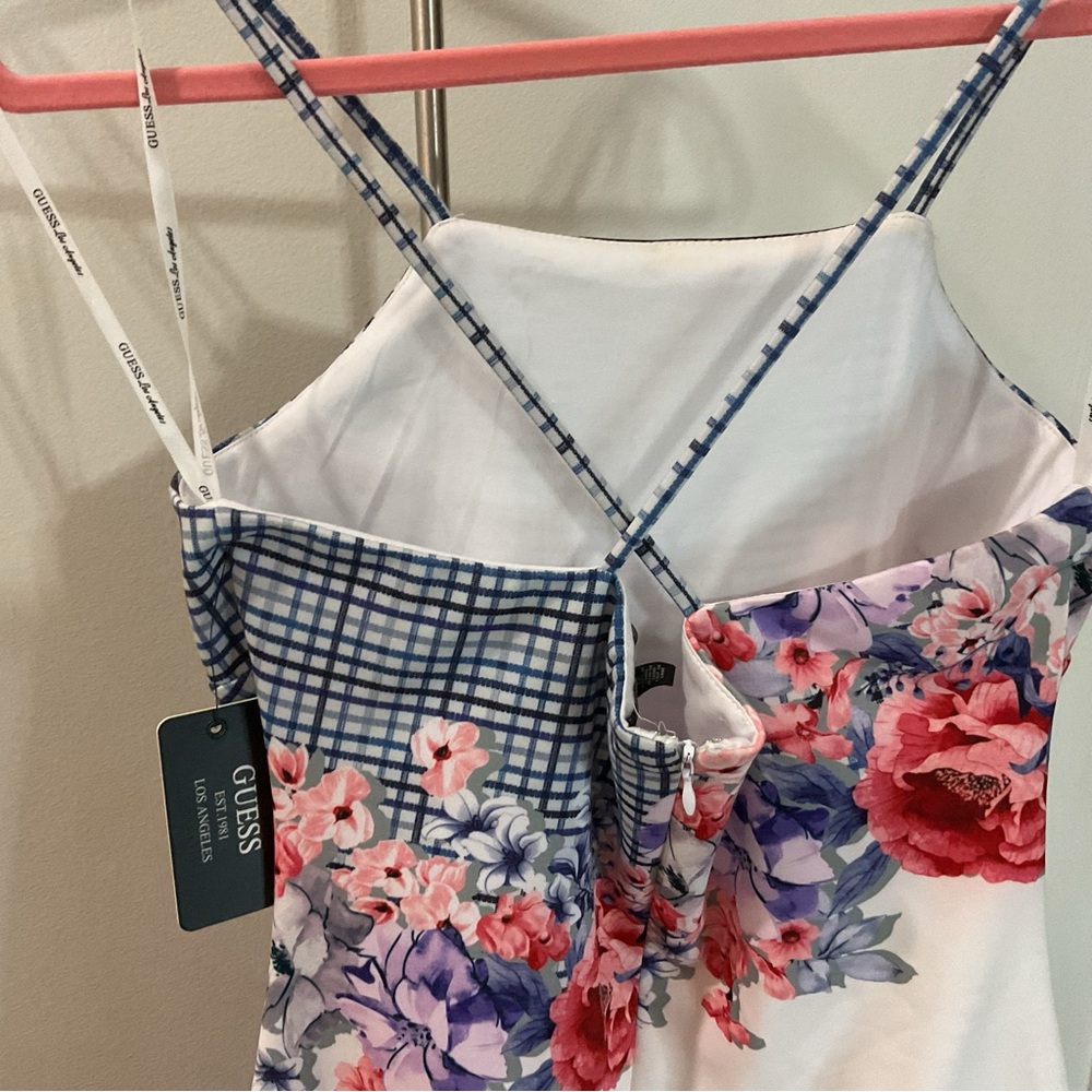 Guess Floral Checkered Mini Dress Size 12 NWT - Picture 7 of 13